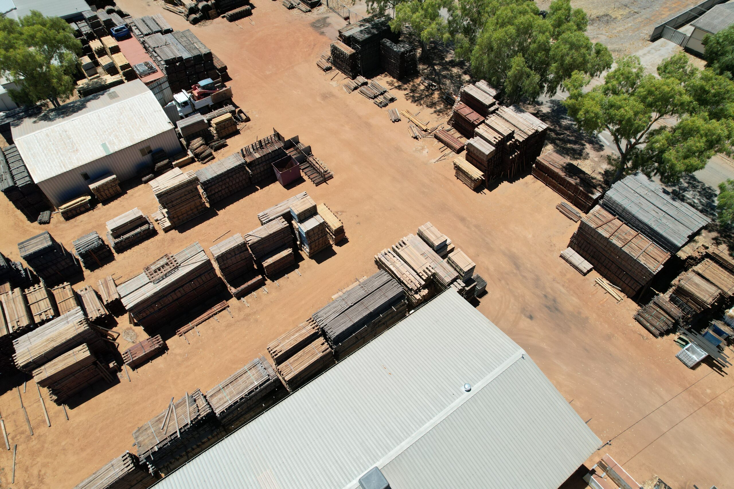 Drone shot of Mortlock Timber Yard
